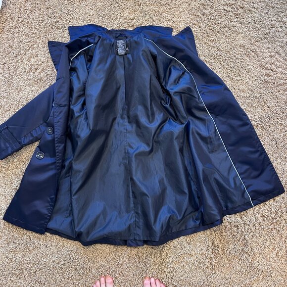 GEORGE Nylon Navy Blue Trench Coat in Women's Size Medium (8/10) Fully Lined - Picture 6 of 7